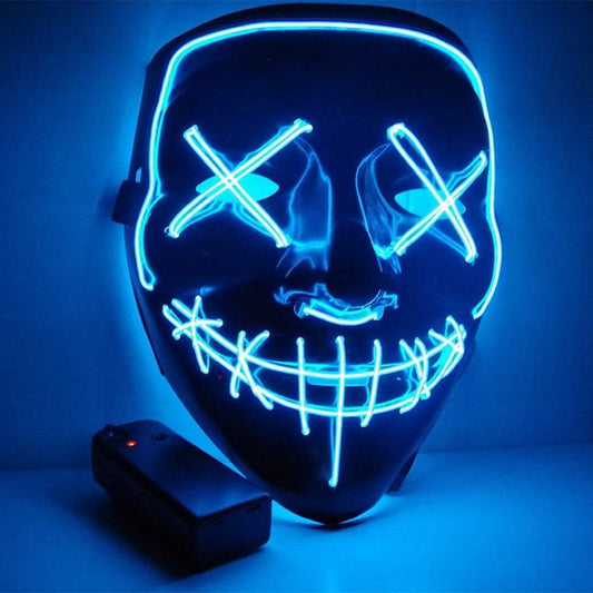 Scary LED Halloween Mask, Masquerade Cosplay Light up Face Mask for Men Women Kids (Blue)